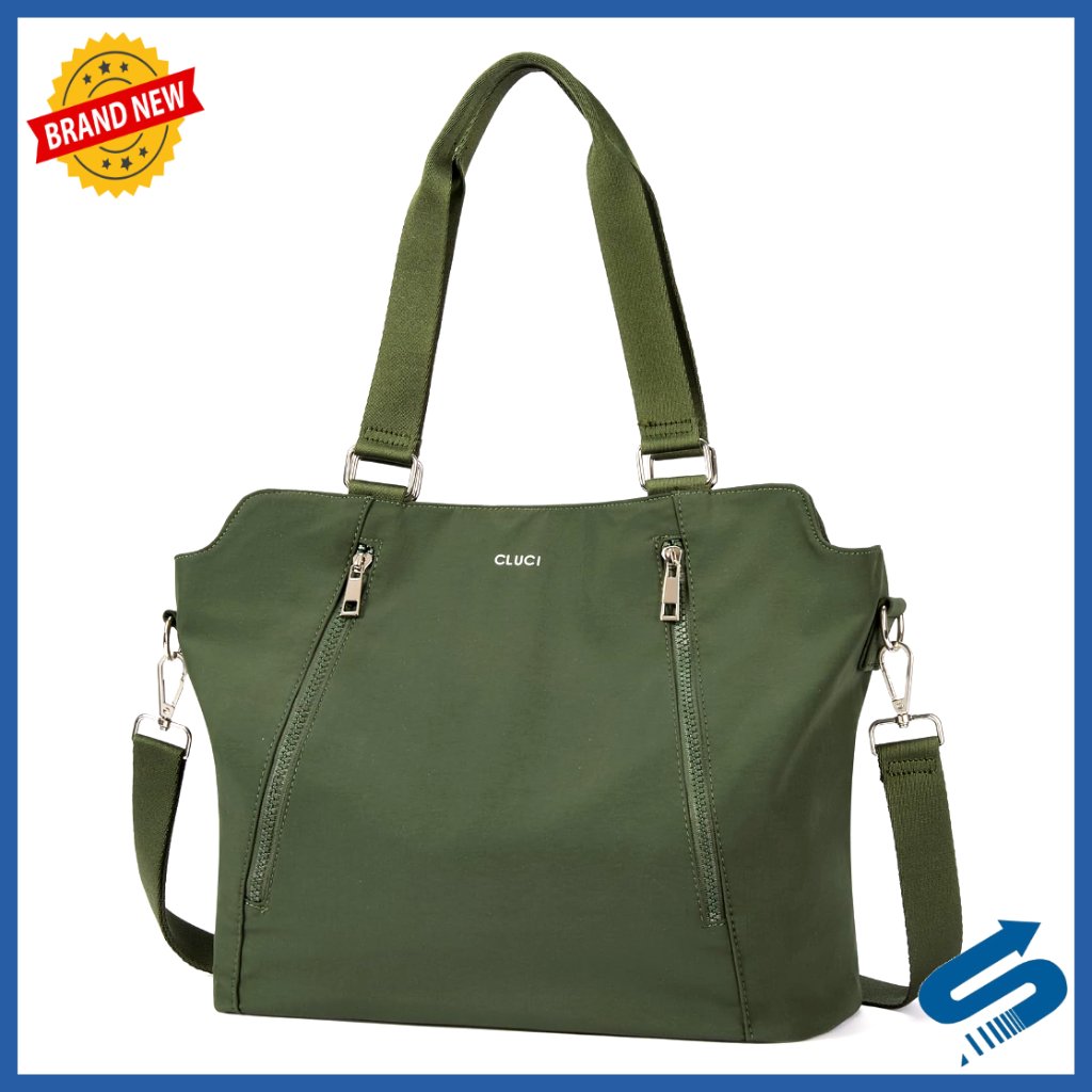 Large Hobo Tote Bag Water Repellent Nylon Multiple Pockets Adjustable Strap